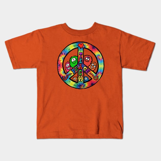 Teach peace Kids T-Shirt by wolfmanjaq